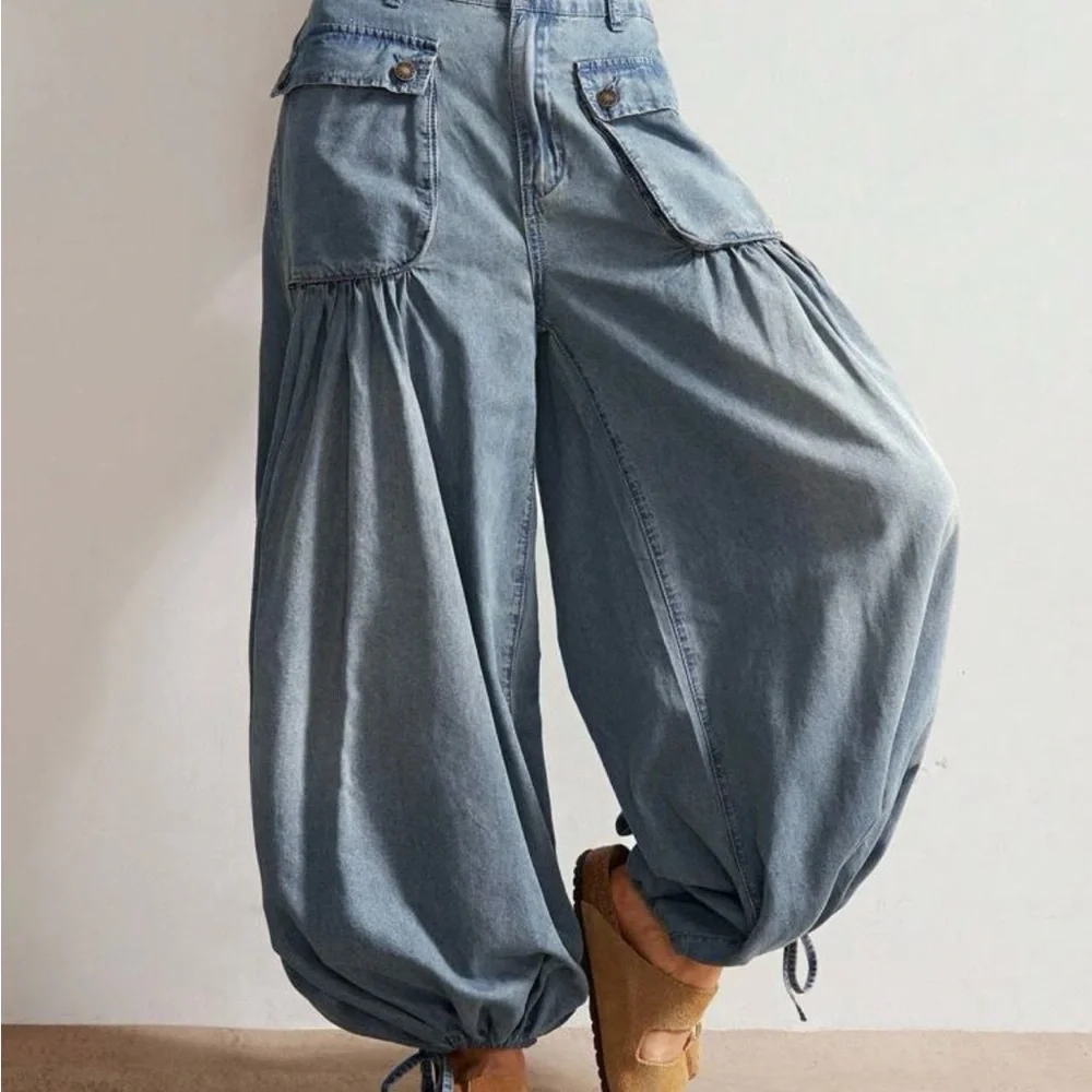 Wide Leg Blue Jeans - Picture 4 of 6